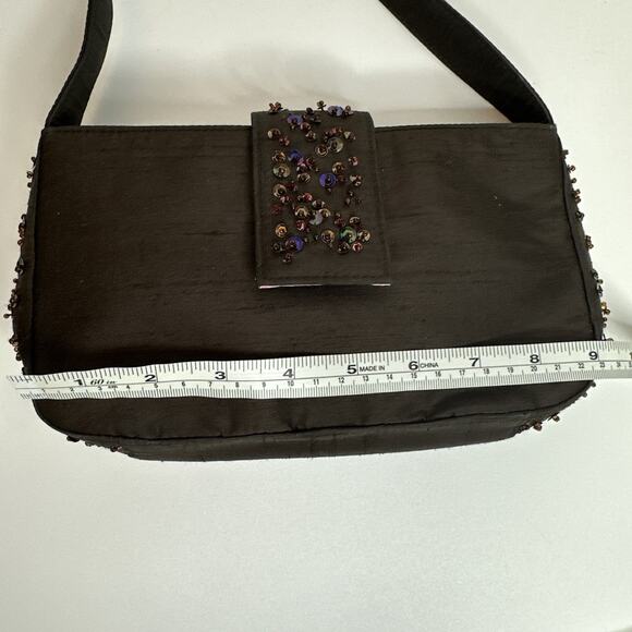 Vintage Y2K Ann Taylor Brown Sequin Baguette Shoulder Bag Carrie Bradshaw - Picture 16 of 16